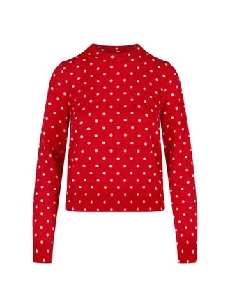 Comme Des Gar&ccedil;ons Red Polka Dot Cropped Crewneck Sweater