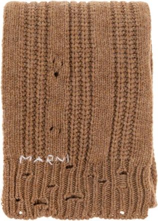 Marni Sjaal met logo - Heren - Wintersjaals - Bruin - ONE Size - Wol - Accessoires