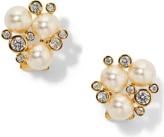 Nadri Cluster Imitation Pearl Stud Earrings in Gold at Nordstrom