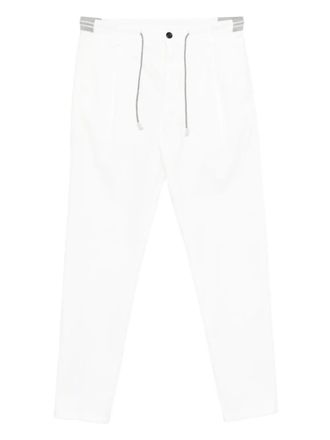 Eleventy pleated drawstring-waist trousers - men - Elastane/Cotton/Polyester/Polyurethane - 34 - White