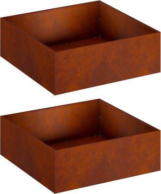 vidaXL Macetero De Jard&iacute;n 2 Uds. Oxidado 40 X 40 X 20 Cm Acero Oxidado Vidaxl