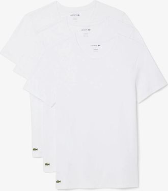 Lacoste Mens Lacoste Mens 3-Pack Plain Mens T-Shirts - White 001 - Size: 38
