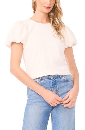 CeCe by Cynthia Steffe Texture Knit Bubble Sleeve Top in New Ivory at Nordstrom, Size Xx-Small