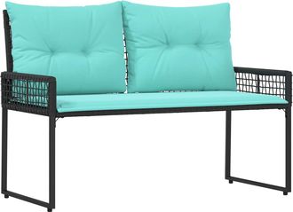 vidaXL Banco De Exterior Con Coj&iacute;n Negro Y Turquesa 118 X 55 X 82 Cm Vidaxl