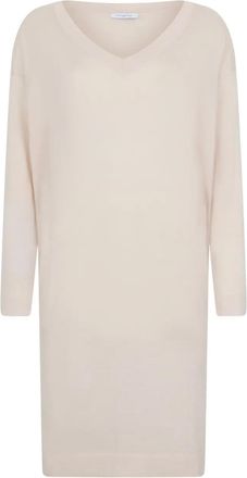 Malo V-neck long-sleeve midi dress - women - Fabric - 44 - Neutrals