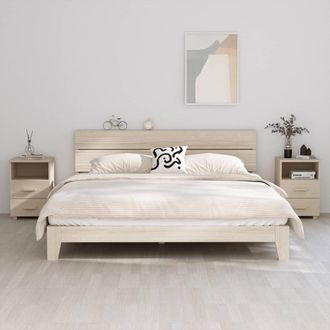 vidaXL Vidaxl - Mesitas Noche 2 Uds Hamar Pino Macizo Marr&oacute;n Miel 40x35x62 Cm