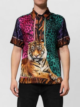 Dolce & Gabbana silk tiger print hawaiian shirt