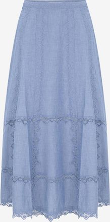 Ulla Johnson Langer Rock aus Chambray mit Spitze Lucia