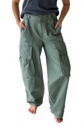 Free People Brentwood Slouch Pants In Aged Green
