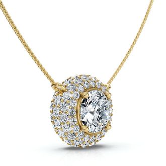 Pompeii3 Certified 3 1/2Ct Euro Diamond Pendant 14k Gold 18 Womens Necklace Lab Grown