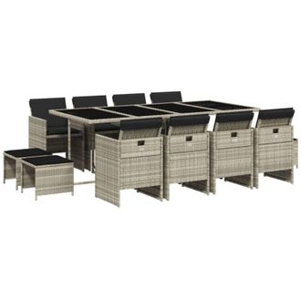 vidaXL Vidaxl - Set da Pranzo da Giardino 13pz con Cuscini Grigio in Polyrattan