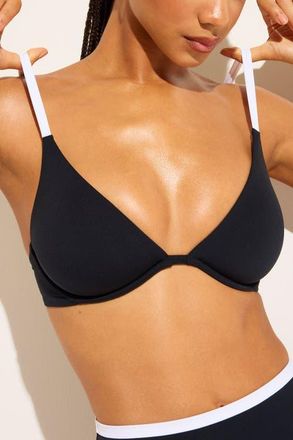 Negative Underwear Swim Plunge Top in Black And White at Nordstrom, Size Xx-Large