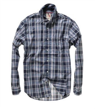 Relwen Mens Broadcloth Plaid Long Sleeve Shirt In Midnight/white Plaid