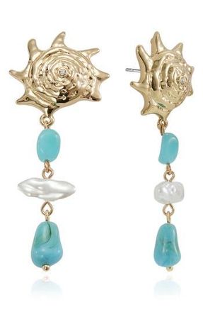 Ettika Coastal Stone & Faux Pearl Drop Earrings in Turquoise at Nordstrom Rack