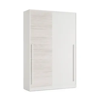 Dmora Guardaroba 2 Ante Aristode, Armadio Per Camera Da Letto, Mobile Con Barra Appendiabiti E 3 Ripiani, 120x50h200 Cm, Bianco Anticato