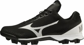 Mizuno Mens Wave Lightrevo Baseball Cleat In White And Black