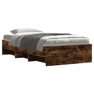 Berkfield Home Durable Bed Frame without Mattress Smoked Oak 90x190 cm Single En in Brown