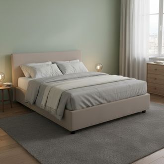 Talamo Italia Dmora - Cama Matrimonial Dalfons, Cama Contenedor Con Revestimiento De Tela, 100% Made In Italy, Apertura Frontal, Adecuado Para Colch&oacute;n Cm 140x200, T