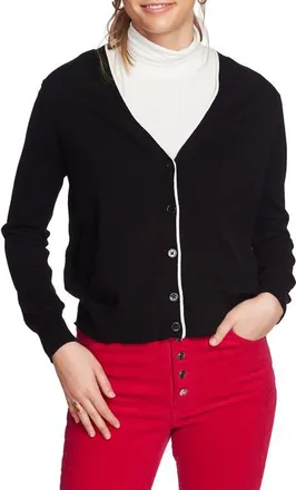 Court & Rowe Elbow Detail Tipped Cardigan in Rich Black at Nordstrom, Size Xx-Large