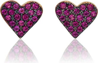 Suzy Levian Pav&eacute; Cubic Zirconia Heart Stud Earrings in Red at Nordstrom Rack