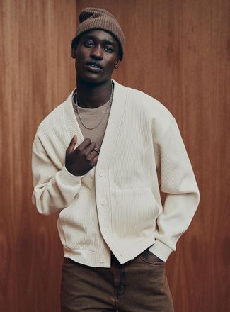 Le 31 Mens Ribbed jersey cardigan