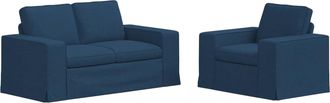 vidaXL Juego De Sof&aacute; 2 Uds. Azul Tela Vidaxl