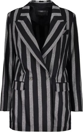Lorena Antoniazzi Gestreept wollen blazer met reverskraag - Dames - Blazers - Zwart - S - Wol - Jassen