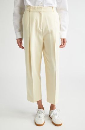 Toteme Pleat Front Straight Leg Pants in Butter at Nordstrom, Size 10 Us