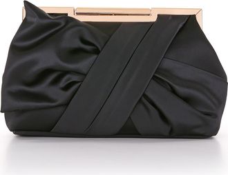 Badgley Mischka Visvien Satin Tie Pouch Clutch in Black at Nordstrom, Size Large