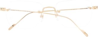 Cartier 18kt gold Double C D&eacute;cor square optical glasses - men - 18kt Gold - One Size - Neutrals