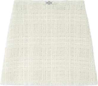 Versace Tweed Katoenen Mini Rok - Dames - Korte rokken - Wit - M - Katoen - Rokken