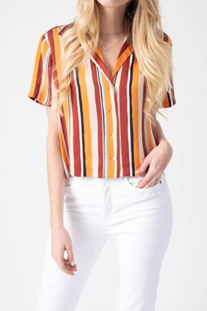 Frame Denim Mini Short Sleeve Shirt In Sunrise Multi