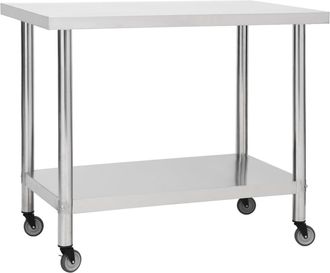 vidaXL Vidaxl - Mesa De Trabajo Para Cocina Con Ruedas Acero Inox 100x30x85 Cm