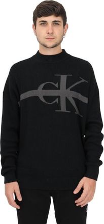 Calvin Klein Mens Black Logo Comfort Fit Sweater, Size Large