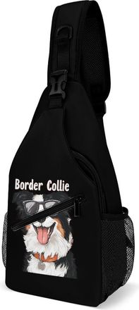 Generic Border Collie Mom Mens Crossbody Chest Sling Bag for Travel Hiking Lightweight Shoulder Bags with Small Side
