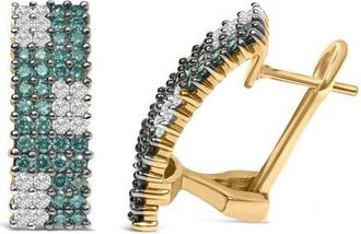 House of Brilliance 14K Gold 2.00 Cttw Diamond Four-Row Pav&eacute; Omegaback Earrings in Yellow at Nordstrom