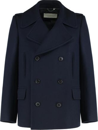 Dries Van Noten Double-breasted Jas - Heren - Mantel - Blauw - L - Wol - Jassen