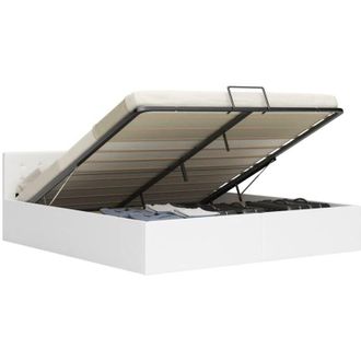 vidaXL Giroletto con Contenitore Idraulico Bianco Similpelle 160x200 cm - Vidaxl