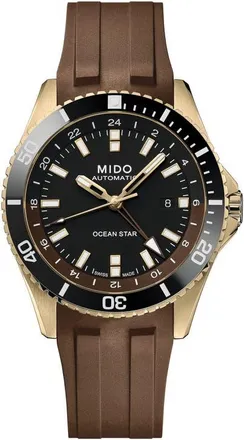 Mido Ocean Star GMT Automatic Rubber Strap Watch, 44mm in Black at Nordstrom