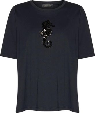 Elena Miro Camiseta bordada con lentejuelas - Tops - Mujer - Azul - S