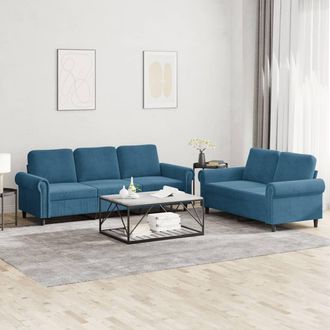vidaXL Juego De Sof&aacute;s Con Cojines 2 Piezas Terciopelo Azul Vidaxl
