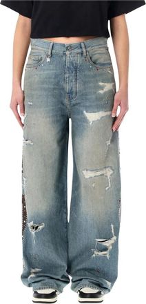 Amiri Bones Studded Jean - Dames - Loose Fit Jeans - Blauw - W28 - Katoen - Jeans