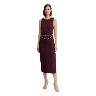 Twinset Vestido Midi con Adorno de Cadena - Dresses - Mujer - Rojo - S