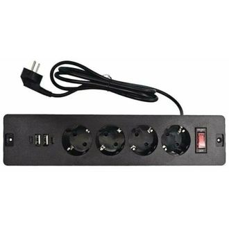 OEM Regleta De Sobremesa Empotrable Con 2 Puertos Usb Y 2 Puertos Tipo-c, Regleta Integrada De 4 Tomas Con Cable De Alimentaci&oacute;n De 1,7 M Y Cable Tipo-c, 