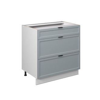 Vicco Mueble Bajo De Cocina Fame-line, Azul Claro-gris, 80 Cm Con 3 Cajones, Sin Encimera Vicco