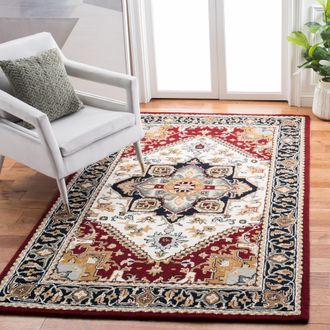 Safavieh Heritage Hand Made Area Rug, Ivory / Red Traditional Style Non-Shedding