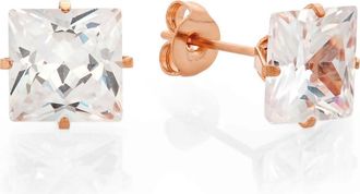 Steeltime 18k Rose Gold Plated Crystal Stud Earrings at Nordstrom Rack