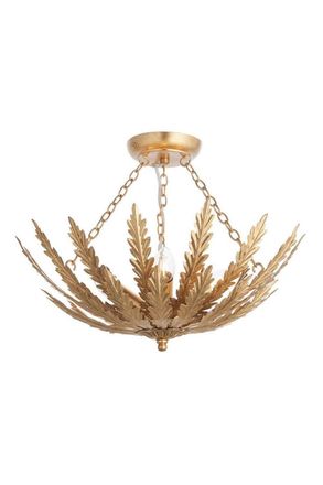 Netlighting Delphine Decorative Gold Layered Leaf Semi Flush Ceiling Light