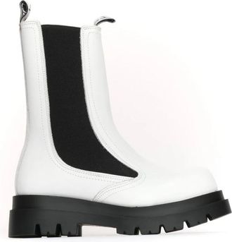 Cult Hoge Chelsea Wedge Laarzen - Dames - Chelseaboots - Wit - 40 EU - Leer - Schoenen