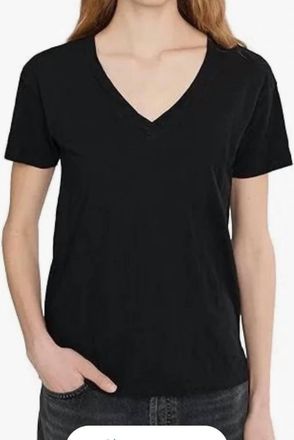Mod-o-doc Short Sleeves V-Neck Boxy Tee In Black